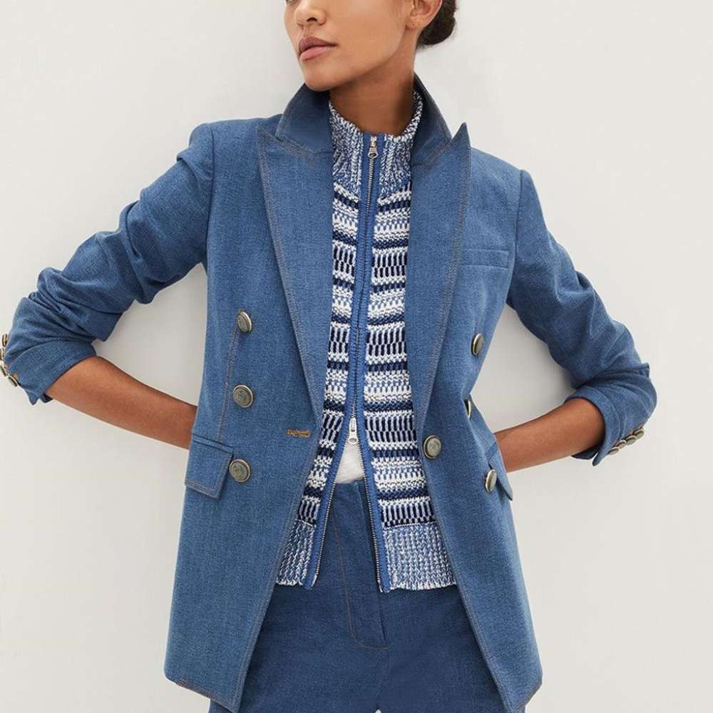 Veronica Beard Naira Dickey Jacket, Blue
